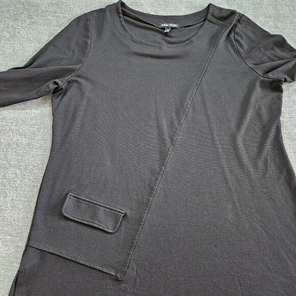 Robert Kitchen Top Womens L Black Tunic LS Round Neck Relaxed Lagenlook Goth - Picture 8 of 12